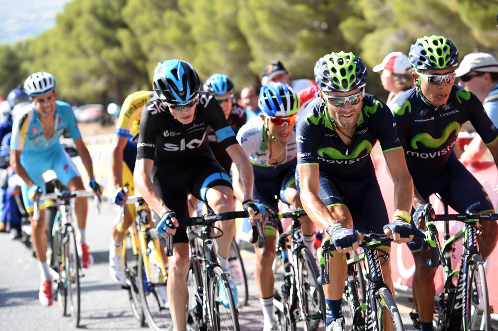 Alejandro Valverde leads Quintana and Froome on stage six of the 2014 Tour of Spain